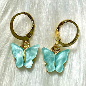 Earrings Butterfly Dangle Light Blue Women Girls Teens